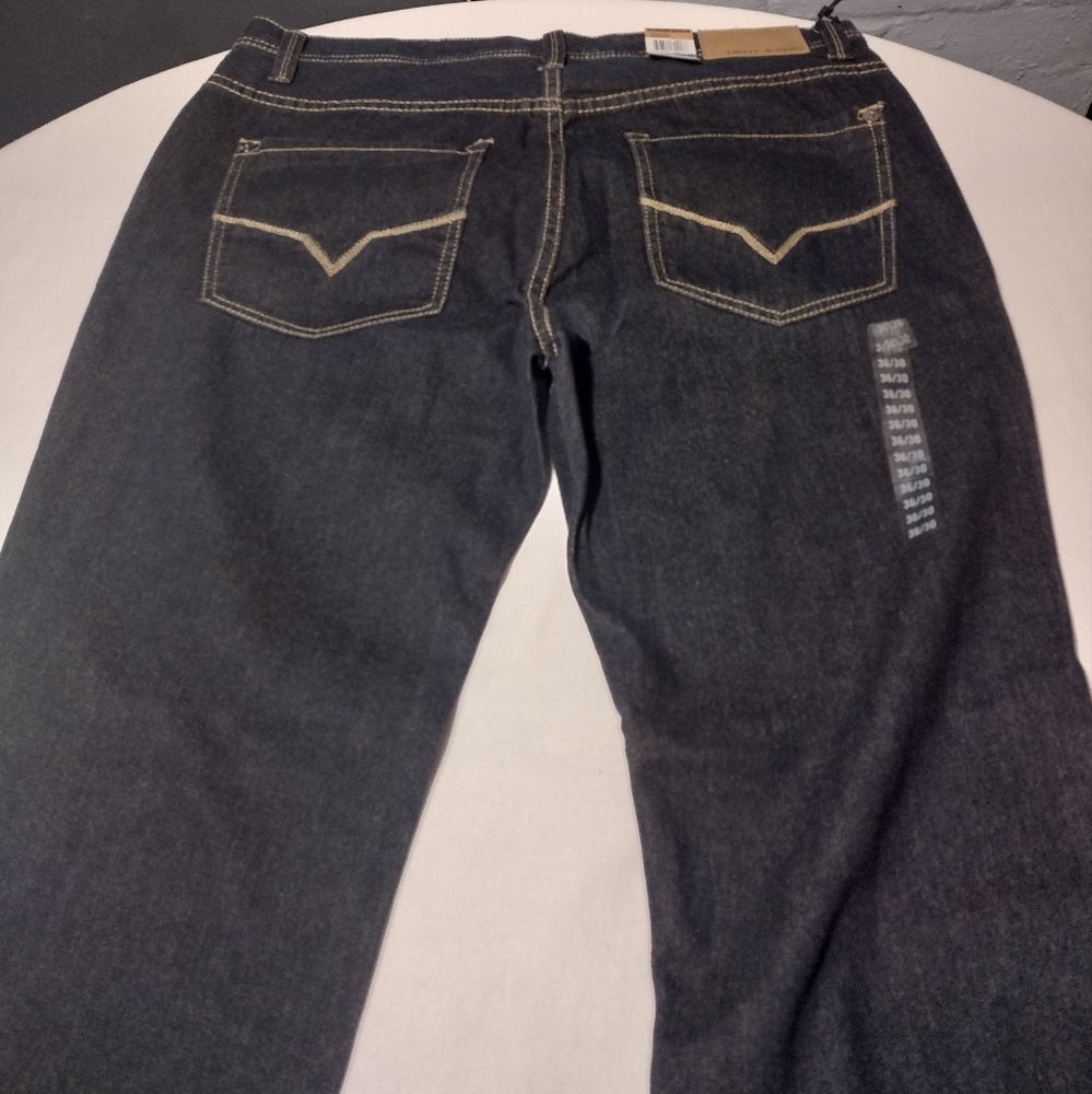 DKNY Bleeker Dark Blue Wash Regular Fit Low Rise Straight Leg Jeans - Picture 4 of 16